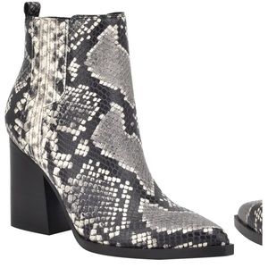 Marc Fisher LTD Black Snake Print Oshay Pointed Toe Bootie